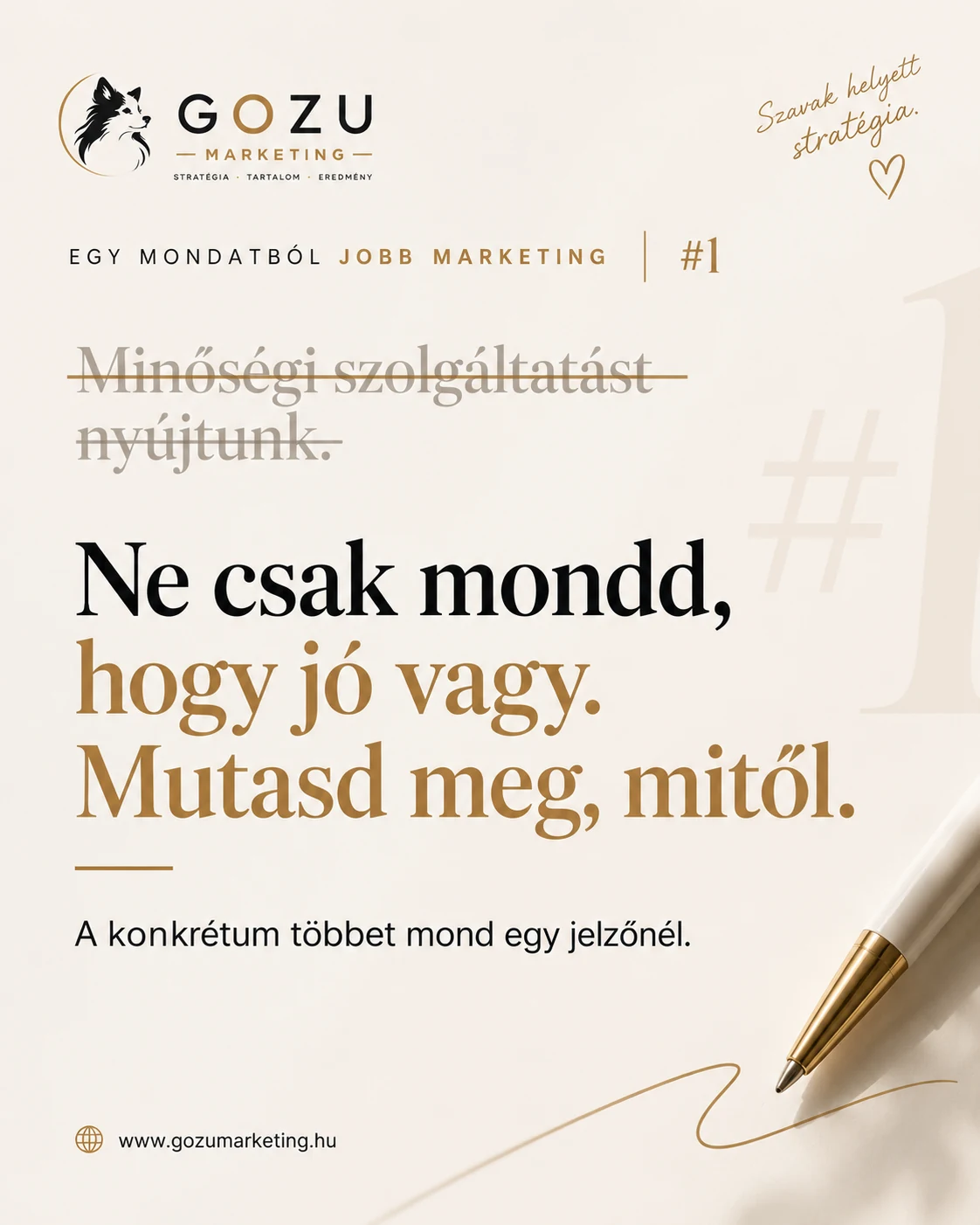 A konkrét szolgáltatási előnyök fontosságát bemutató marketingüzenet